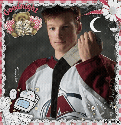 A Picture Of A Hockey Player With The Words Goodnight At The Top GIF