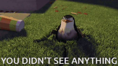 A Picture Of A Hole In The Grass With The Words You Did N't See Anything GIF