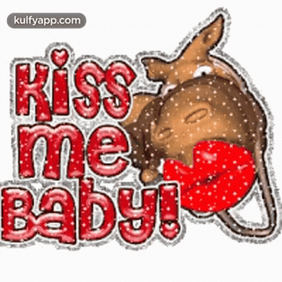 A Picture Of A Horse With A Heart In Its Mouth And The Words Kiss Me Baby . GIF