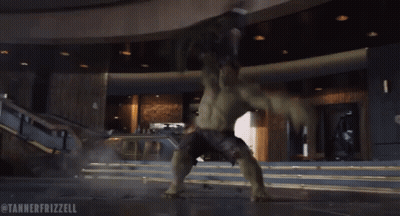 A Picture Of A Hulk Smashing A Wall With The Caption Tanner Frizzell GIF