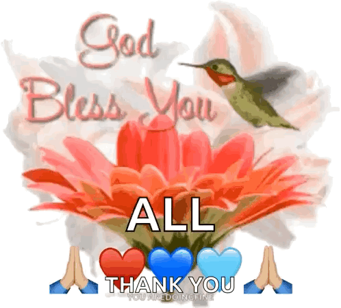 Hummingbird And Flowers With God Bless You GIF