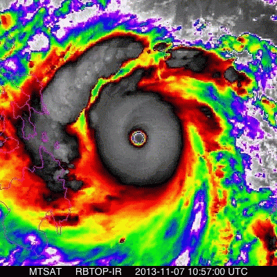 A Picture Of A Hurricane Taken By Mtsat On November 7 2013 GIF