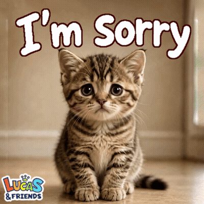 A Picture Of A Kitten With The Words " I 'M Sorry " Above It GIF