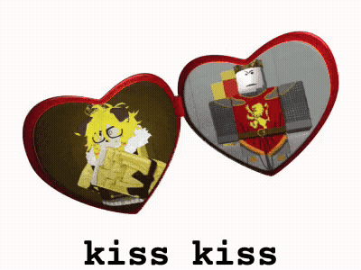 A Picture Of A Knight And A Girl In Hearts With The Words Kiss Kiss Underneath GIF