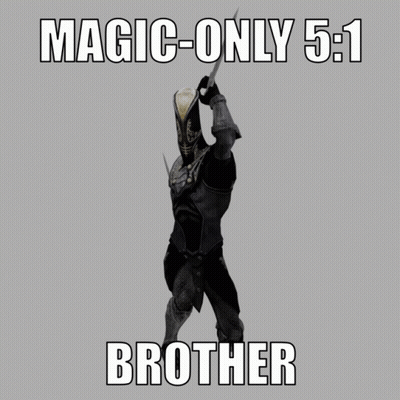 A Picture Of A Knight Holding A Sword With The Words Magic Only 5 : 1 Brother GIF