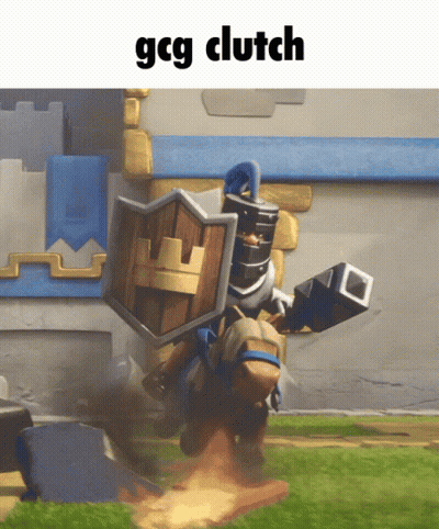 A Picture Of A Knight With A Shield And The Words " Gcg Clutch " GIF