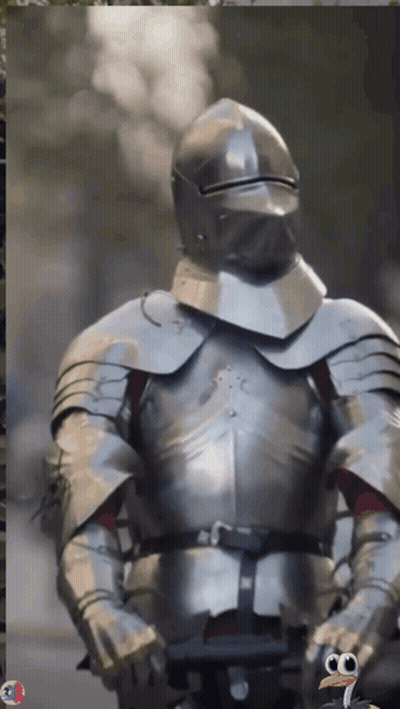 A Picture Of A Knight With A Turkey On The Bottom Left GIF