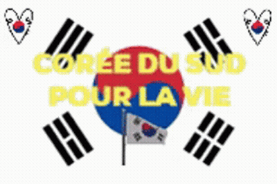 A Picture Of A Korean Flag With The Words " Ccoree Du Su " Written Above It GIF