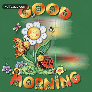 A Picture Of A Ladybug And A Butterfly With The Words Good Morning GIF