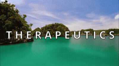 A Picture Of A Lake With The Words Therapeutics On It GIF