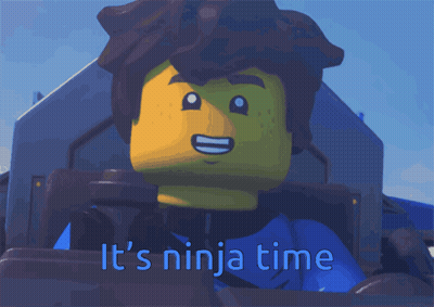 A Picture Of A Lego Character With The Words It 'S Ninja Time GIF