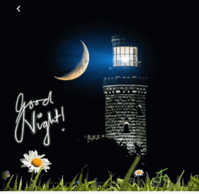 A Picture Of A Lighthouse With The Words Good Night On It GIF