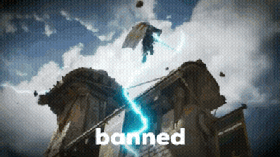 A Picture Of A Lightning Strike With The Word Banned Below It GIF