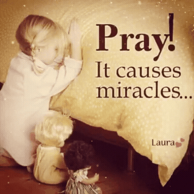 A Picture Of A Little Girl Praying With A Quote From Laura GIF