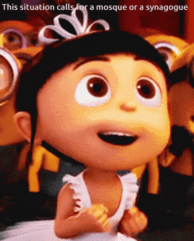 A Picture Of A Little Girl With The Caption This Situation Calls For A Mosque Or Synagogue GIF