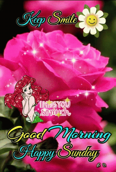 A Picture Of A Little Mermaid With The Words Good Morning Happy Sunday On It GIF