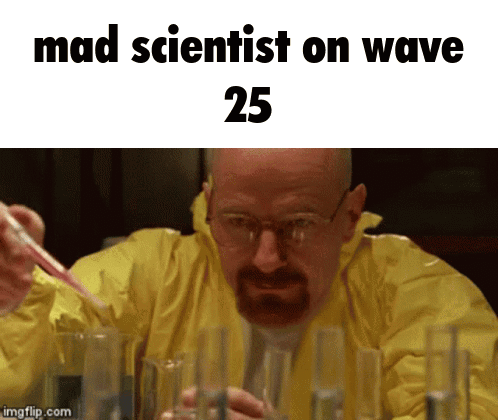 A Picture Of A Mad Scientist With The Number 25 GIF