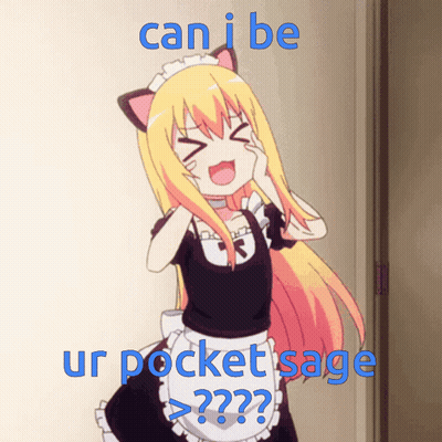 A Picture Of A Maid With The Words Can I Be Ur Pocket Sage Above Her GIF