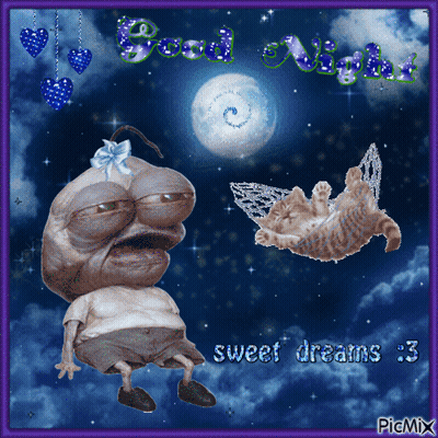 A Picture Of A Man And A Cat With The Words Sweet Dreams On It GIF