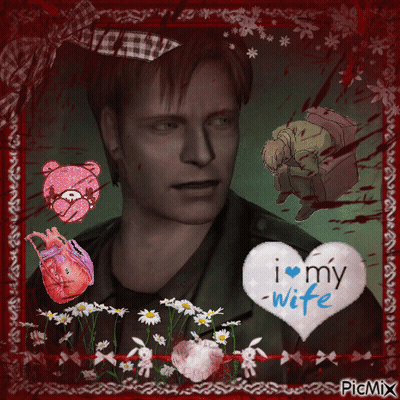 A Picture Of A Man And A Heart That Says " I Love My Wife " GIF