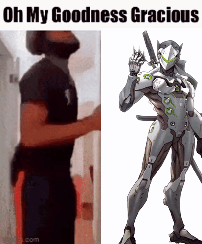 A Picture Of A Man And A Picture Of A Robot With The Words Oh My Goodness Gracious GIF