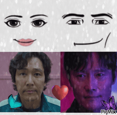 A Picture Of A Man And A Picture Of A Woman 'S Face GIF
