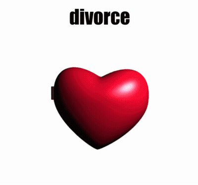 A Picture Of A Man And A Woman In A Heart Shaped Mirror With The Word Divorce Below Them GIF