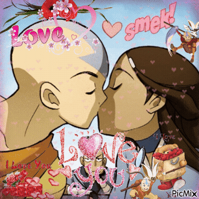 A Picture Of A Man And A Woman Kissing With The Words Love Smek On The Bottom GIF