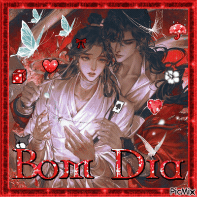 A Picture Of A Man And A Woman With Bom Dia Written On The Bottom GIF