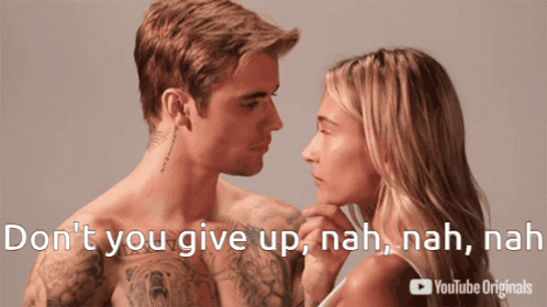 A Picture Of A Man And A Woman With The Caption " Do N't You Give Up " GIF