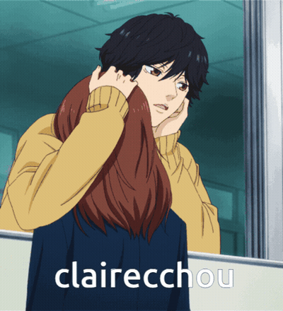 A Picture Of A Man And A Woman With The Word Clairechou On The Bottom GIF