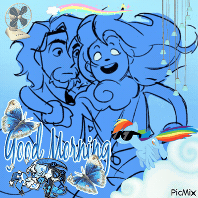 A Picture Of A Man And A Woman With The Words Good Morning On It GIF