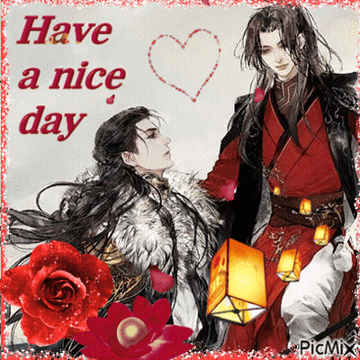 A Picture Of A Man And A Woman With The Words Have A Nice Day On It GIF