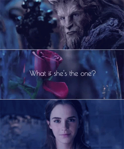 A Picture Of A Man And A Woman With The Words " What If She 'S The One " GIF