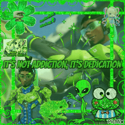 A Picture Of A Man And Frog With The Words It 'S Not Addiction It 'S Dedication GIF