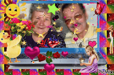 A Picture Of A Man And Woman On A Samsung Laptop Computer GIF