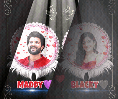 A Picture Of A Man And Woman With The Name Maddy And Blacky GIF