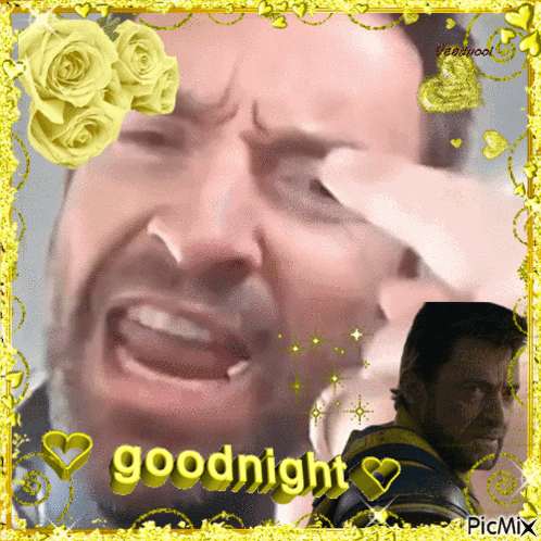A Picture Of A Man Crying With The Words Goodnight Written On It GIF
