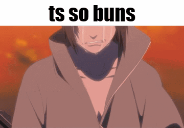 A Picture Of A Man Crying With The Words Ts So Buns Above Him GIF