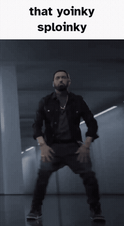 A Picture Of A Man Dancing With The Words That Yoinky Sploinky GIF