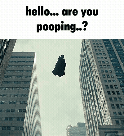 A Picture Of A Man Flying Through The Air With The Caption Hello Are You Pooping ? GIF