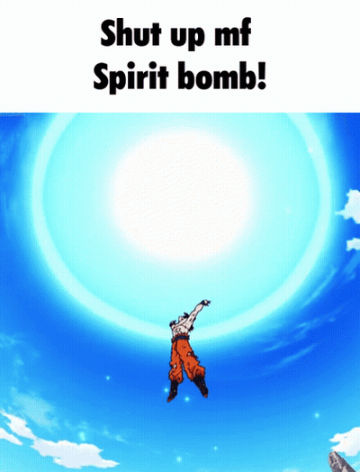 A Picture Of A Man Flying Through The Air With The Words Shut Up Mf Spirit Bomb GIF