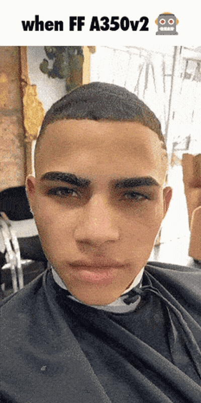 A Picture Of A Man Getting His Hair Cut With A Caption That Says When Ff A350v2 GIF