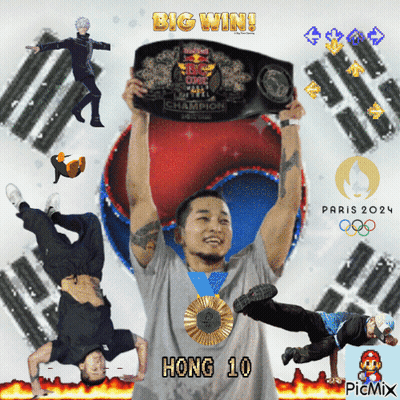 A Picture Of A Man Holding A Belt That Says Big Win On It GIF