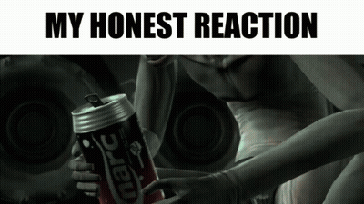 A Picture Of A Man Holding A Can Of Narc Soda GIF