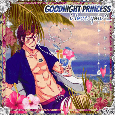 A Picture Of A Man Holding A Drink With The Words Goodnight Princess I Love You GIF