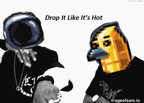 A Picture Of A Man Holding A Gun With The Words Drop It Like It 'S Hot GIF