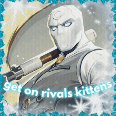 A Picture Of A Man Holding A Gun With The Words Get On Rivals Kittens GIF