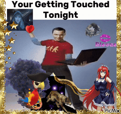 A Picture Of A Man Holding A Heart And A Laptop With The Words Your Getting Touched Tonight GIF