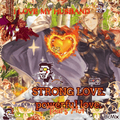A Picture Of A Man Holding A Heart With The Words Strong Love Powerful Love On It GIF